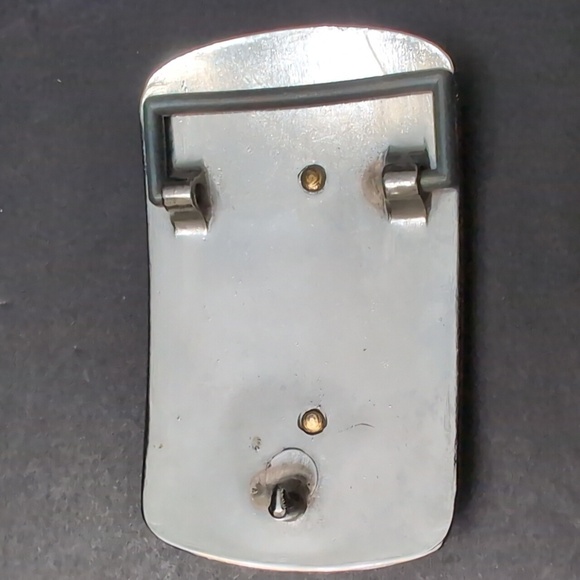 VGT, Double Horseshoe Gold/Silver Toned Metal with Turquoise Stone Belt Buckle. - Picture 3 of 6